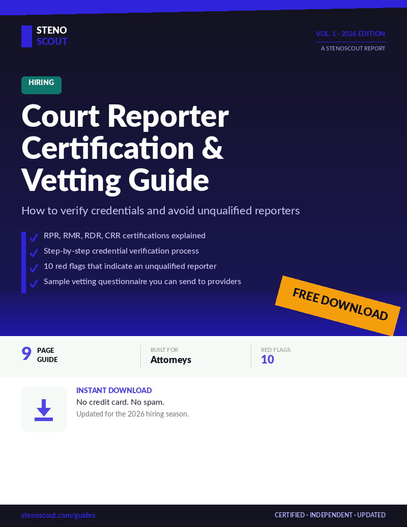 Court Reporter Certification & Vetting Guide cover